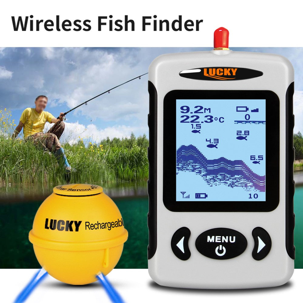 Portable Professional Sounder Wireless Sonar Fish Finder Fishing Probe Detector Fishfinder with Dot Matrix