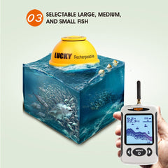 Portable Professional Sounder Wireless Sonar Fish Finder Fishing Probe Detector Fishfinder with Dot Matrix