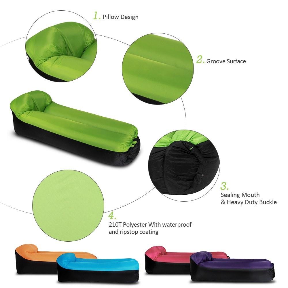 Inflatable Lounger Portable Air Beds Sleeping Sofa Couch for Travelling Camping Beach Backyard