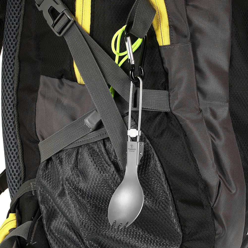 Titanium Folding Spork Outdoor Camping Hiking Backpacking Dinner Utensil Tableware