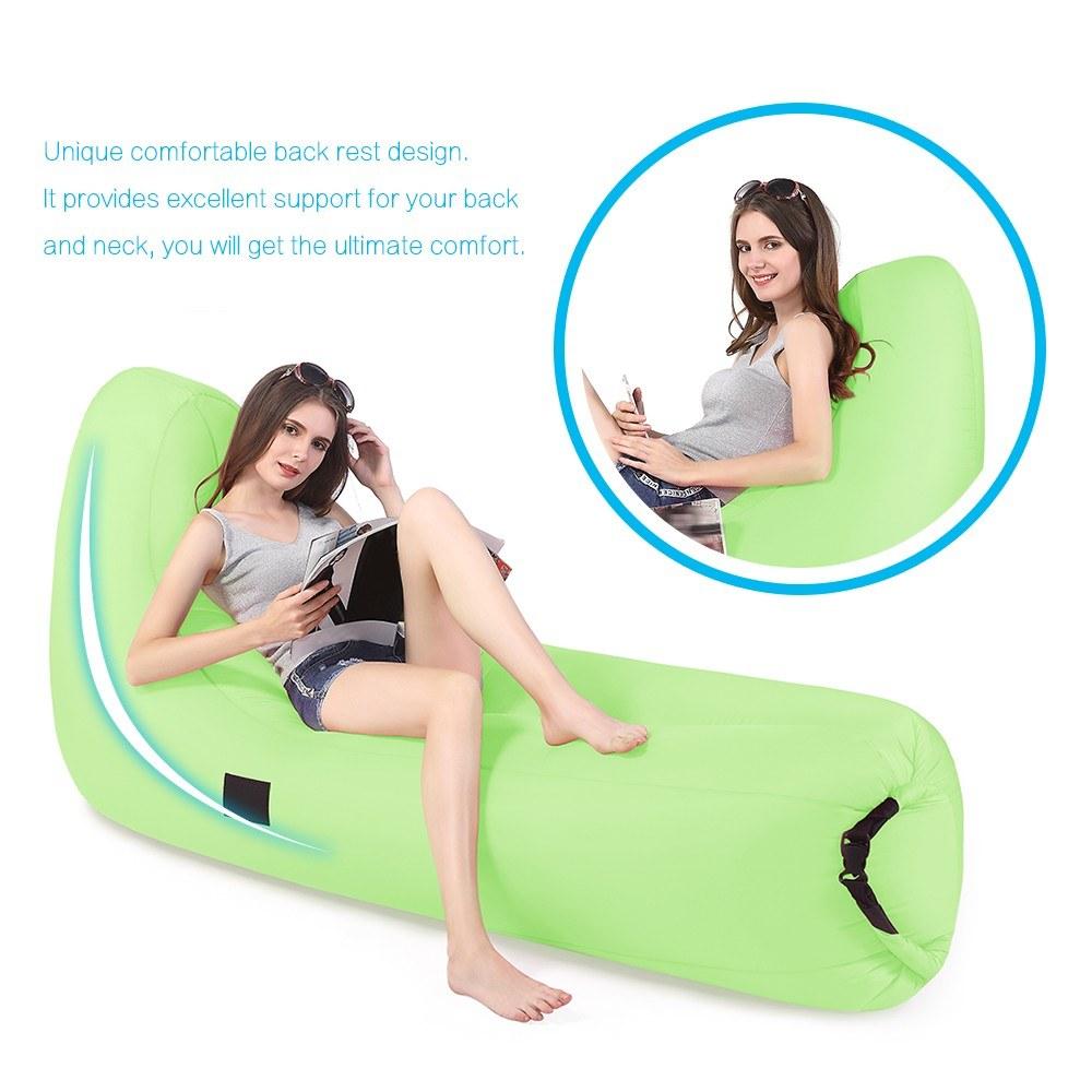 Portable Inflatable Lounger Sleeping Couch EU patent for Traveling Camping Beach Backyard