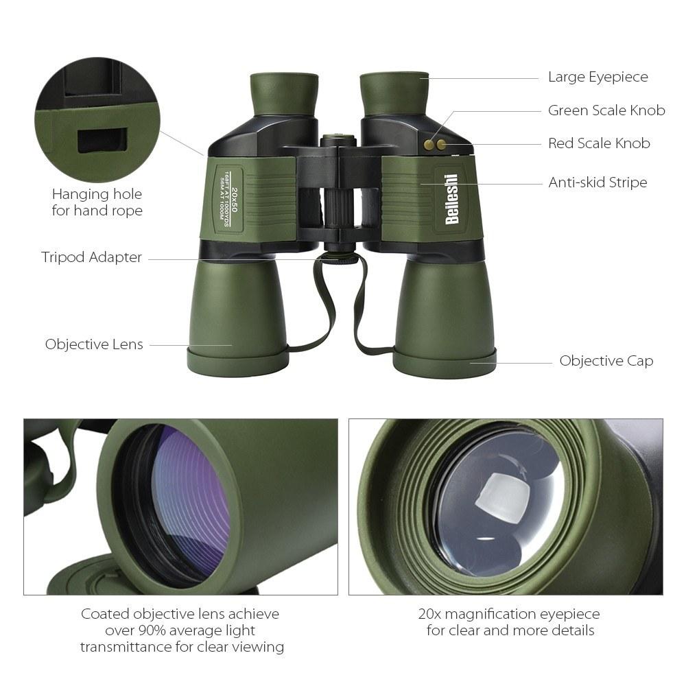 20x50 Binoculars Telescope Illuminated Outdoor Birding Traveling Sightseeing Hunting Rangefinder Scale