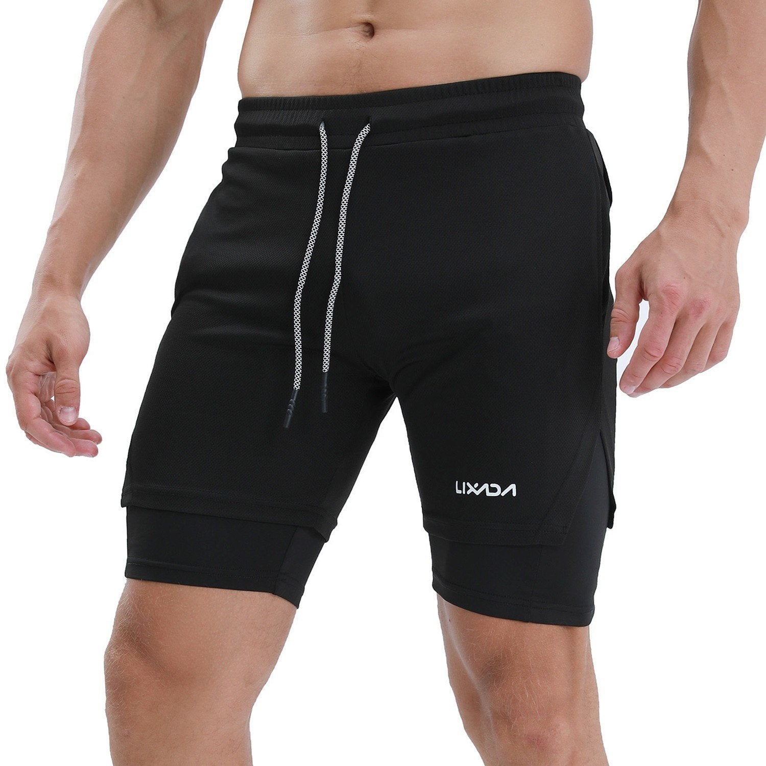 Men Running Shorts with Towel Loop Quick Dry Exercise Pockets for Training Gym Workout 2-in-1