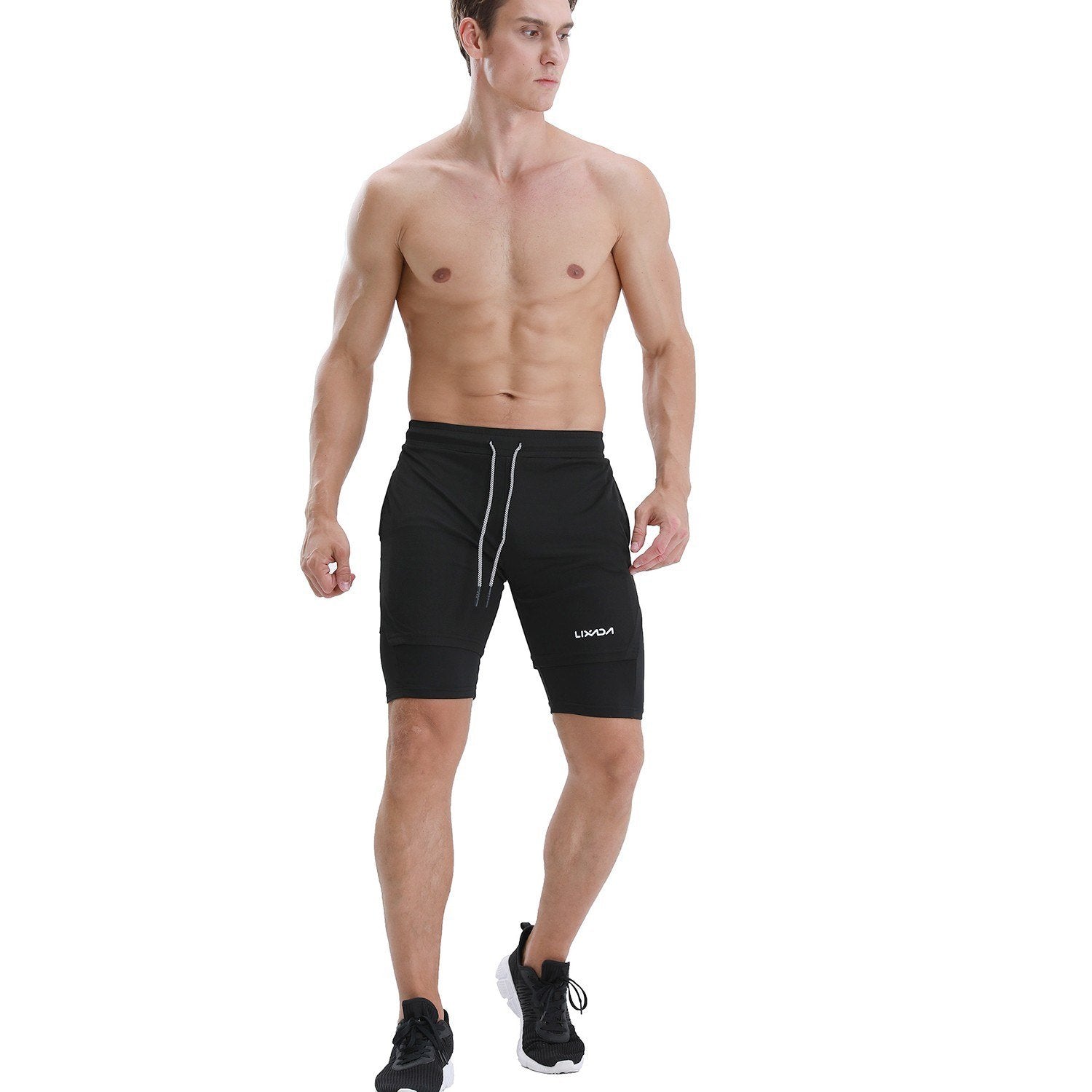 Men Running Shorts with Towel Loop Quick Dry Exercise Pockets for Training Gym Workout 2-in-1