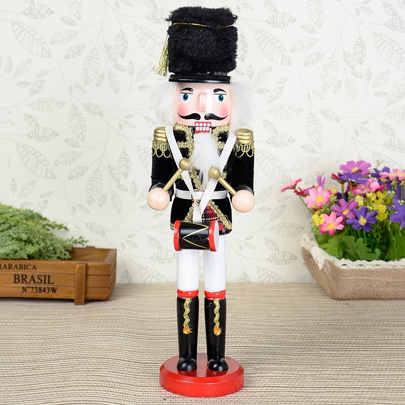 Red and Black Wooden Nutcracker Soldier Themed Holiday Nut Cracker Doll Figure Decorations