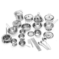 40PCS Mini Kitchenware Play Set Kitchen Pan Pot Dish Stainless Child Kids Role Play Toy Gift