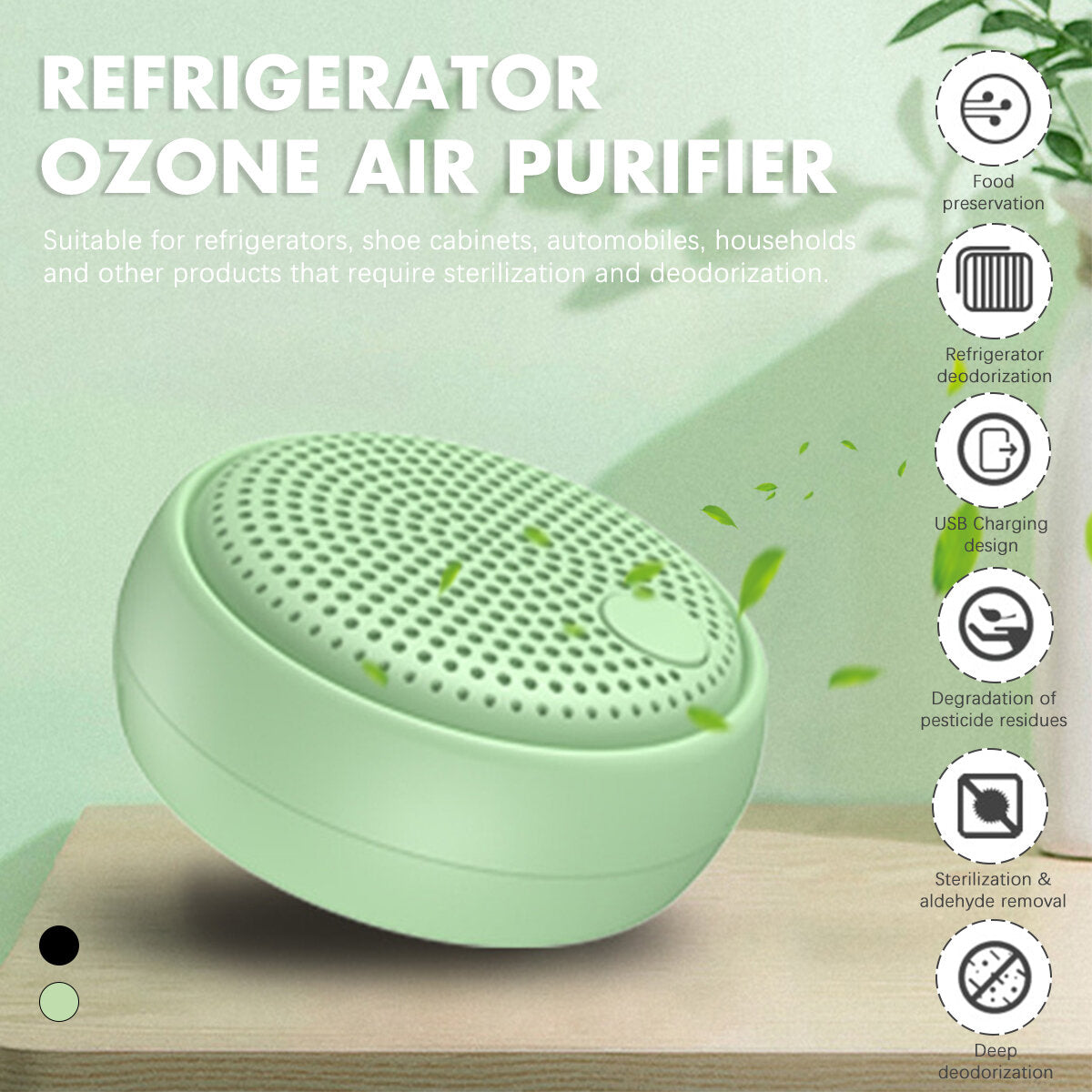 Portable USB Refrigerator Air Purifier Ozone Disinfection 800mAh Battery Food Prevetion Purifier for Home Car Shoe Cabinets