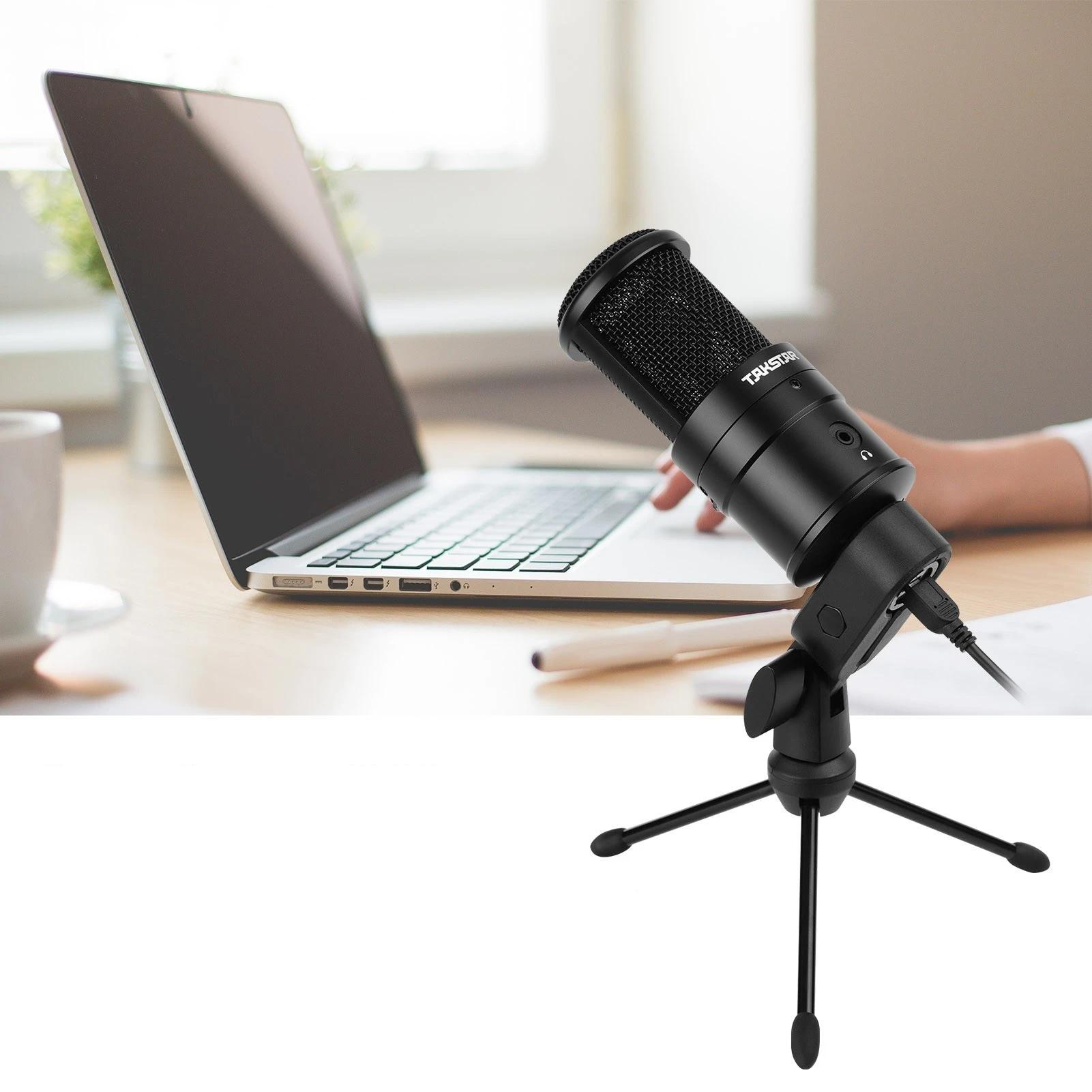 Condenser Desktop Microphone USB Powered Cardioid PC Mic Plug and Play