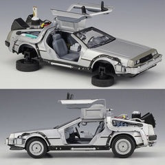 Diecast Alloy Model Car Door Openable Delorean Back to the Future Time Machines Metal Toy Car for Kid Gift Collection