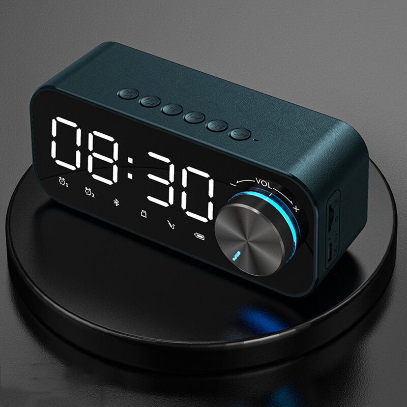 Bluetooth 5.0 Speaker Alarm Clock Night Light Multiple Play Modes LED Display 360 Surround Stereo Sound 1800mAh Battery Life