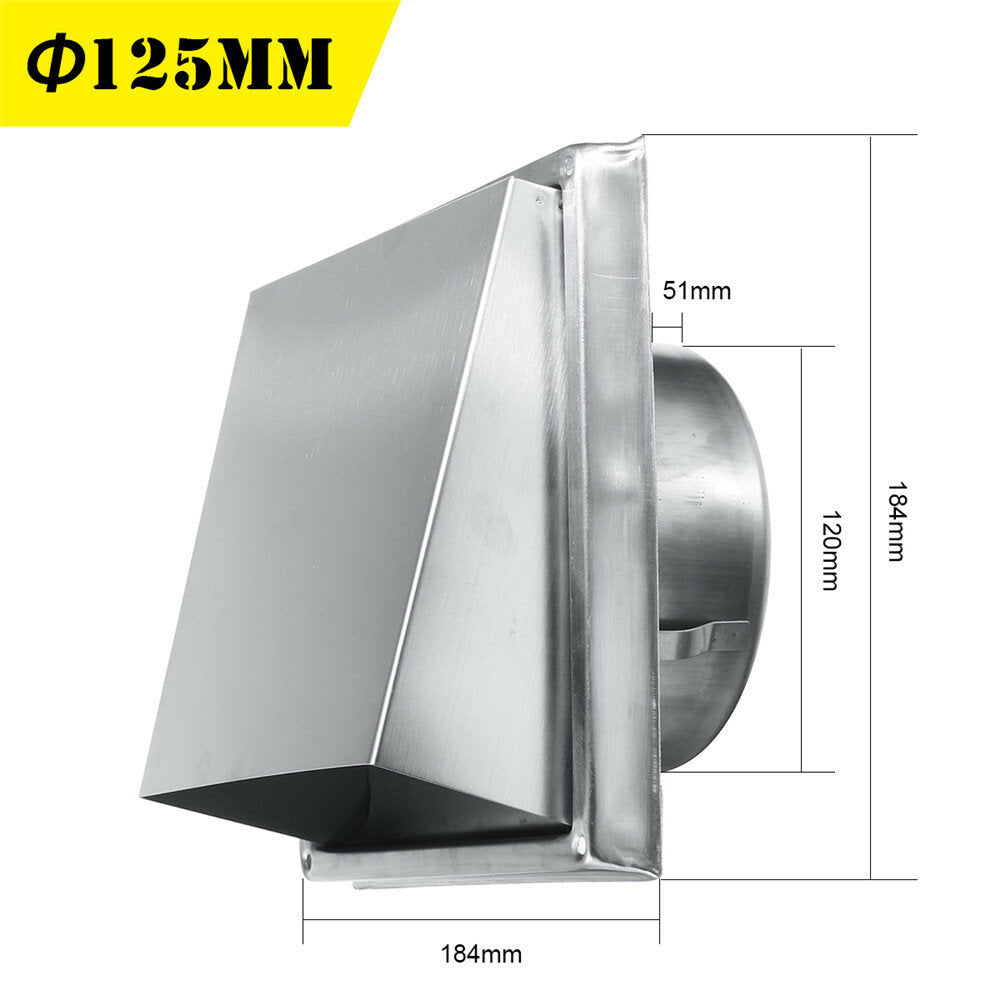 100/125/150mm Stainless Steel Square Wall Air Vent Ducting Grille Cover