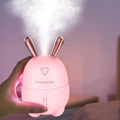 300ML Mini Air Humidifier Cute Rabbit USB Aroma Essential Oil Diffuser Colorful Night Light Car Office Air Purifier Mist Maker