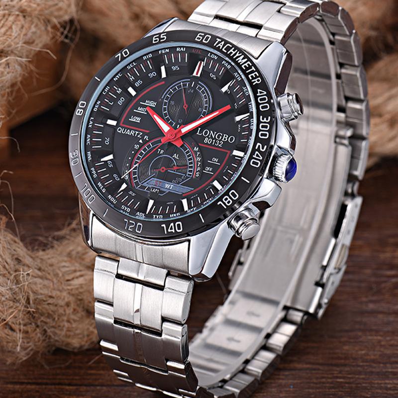 Luminous Men Stainless Steel Quartz Wrist Watch Date Display