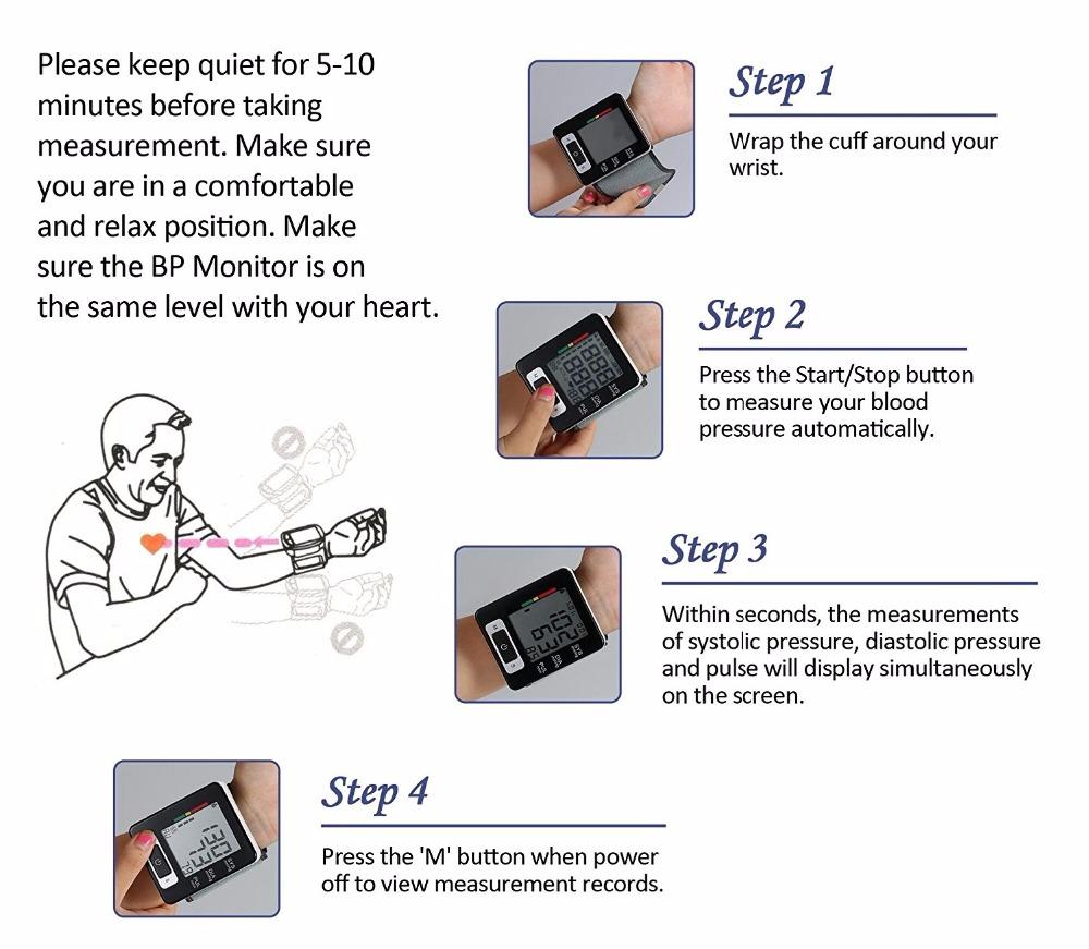 Home Automatic Wrist Blood Pressure Monitor Voice Digital Oxygen Glucose Instrument