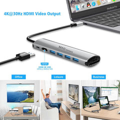 8 In 1 USB-C Hub Docking Station Adapter with 4K HDMI HD Display 60W USB-C PD 4 * USB 3.0 Memory Card Readers