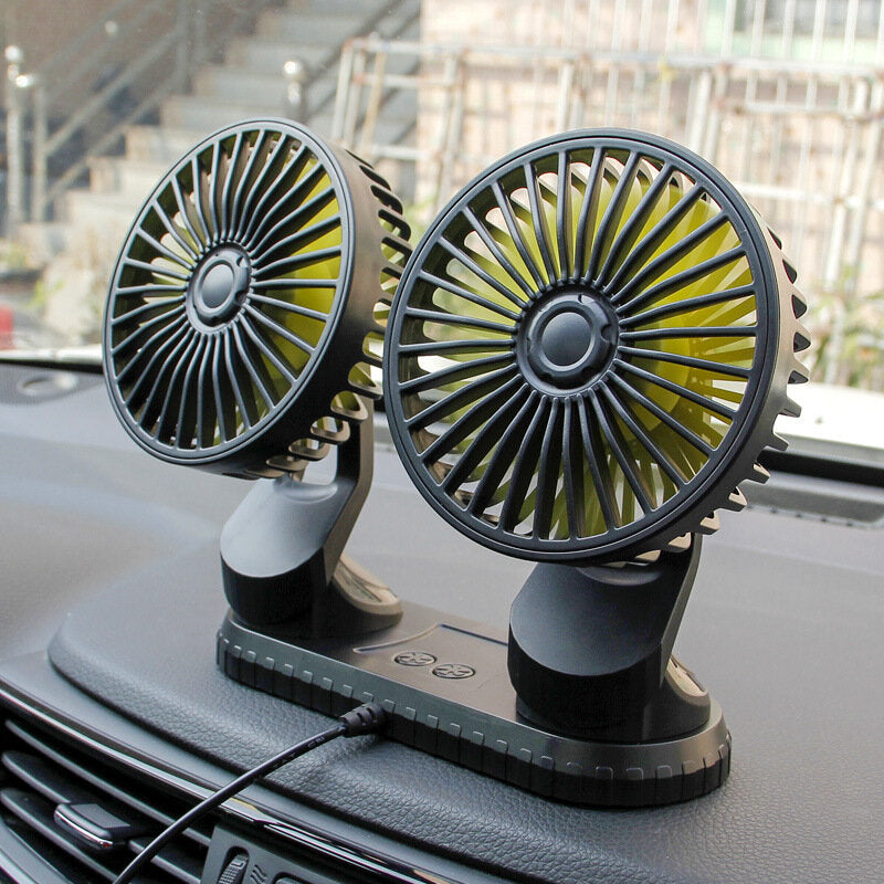 Portable Mini Car Fan Dual Head 360 Degree All-Round Adjustable Auto Air Cooling Usb Fans Quiet Small Desktop Fan