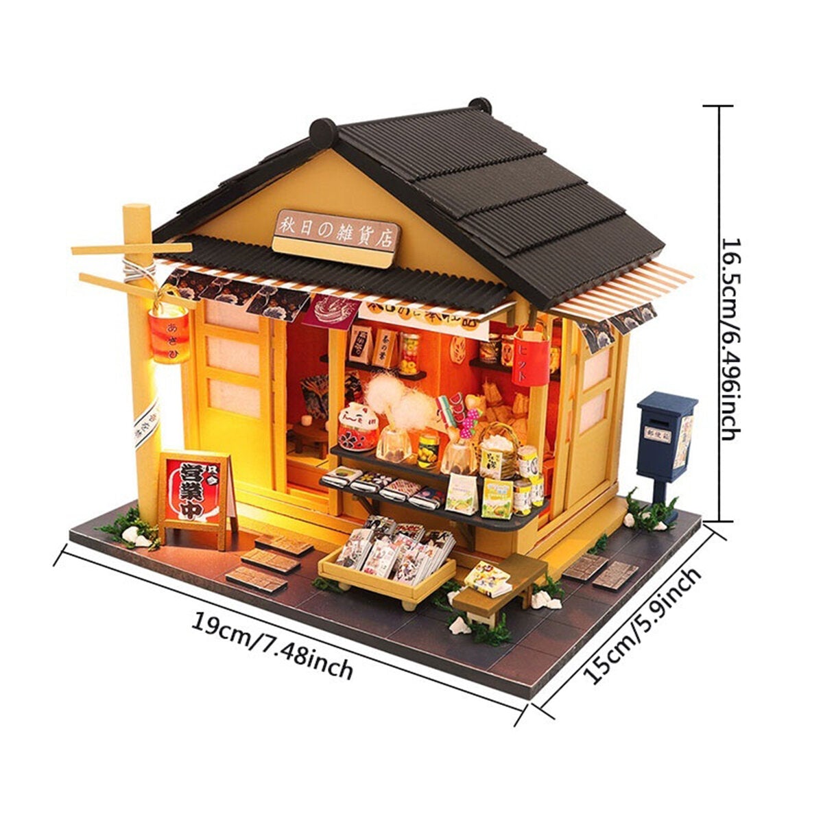 Japanese Grocery Store DIY Handmade Assemble Doll House Miniature Furniture Kit with LED Effect Toy for Kids Birthday Xmas Gift House Decoration