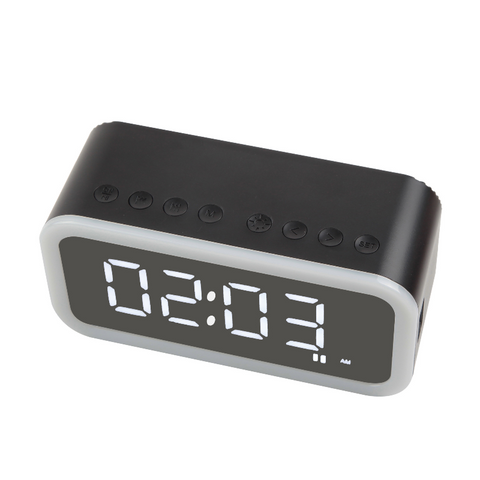 Bluetooth Speaker Mini Alarm Clock Time LED Display Light Wireless Subwoofer Music Player