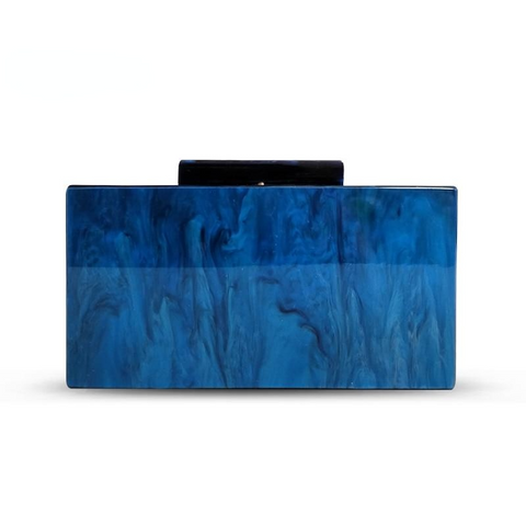 Fashion Women Pearly Handbag Solid Blue Acrylic Evening Bags Elegant Purse Casual Boxes