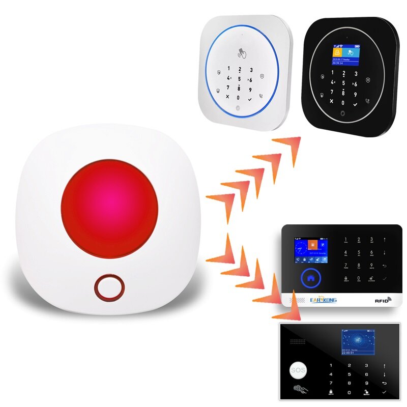 Wireless WiFi Strobe Siren Sound and Light Siren For 433MHz Alarm System Work With Tuya APP Alexa Google Home