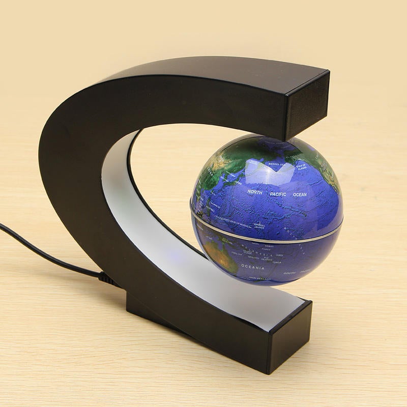 C Shape Magnetic Levitation Floating Globe World Map With LED Lights