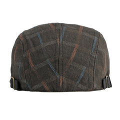 Menico Men's Cotton British Vintage Fashion Plaid Casual Beret Hat