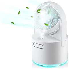 Table Fan Personal Cooling Mister Fan USB Rechargeable Water Spray Mist Fan with 300ML Large Water Tank with 7 Colorful Night Light