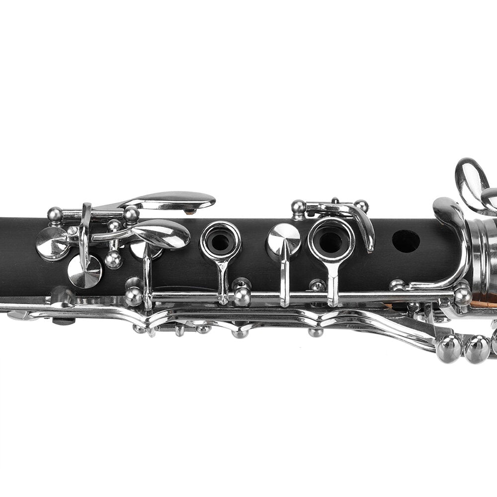 Professional B Tune Clarinet Wood Body Brass Nickel Plated Key with Box