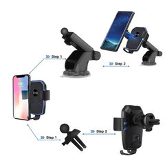 Car Mount Qi Wireless Charger For iPhone 11 XS XR X 8 Quick Charge 10W Fast Charging Phone Holder Stand Samsung S10 S9 - JustgreenBox