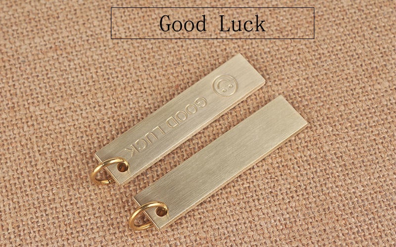 60mm EDC Copper Keychain Good Luck Ruler With Key Ring