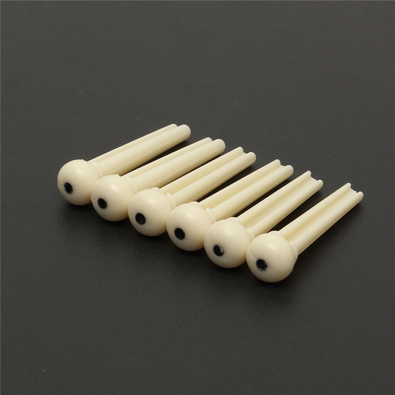 6 Pcs Guitar Bridge Pins Plastic String End Peg for Acoustic Guitar Replacement