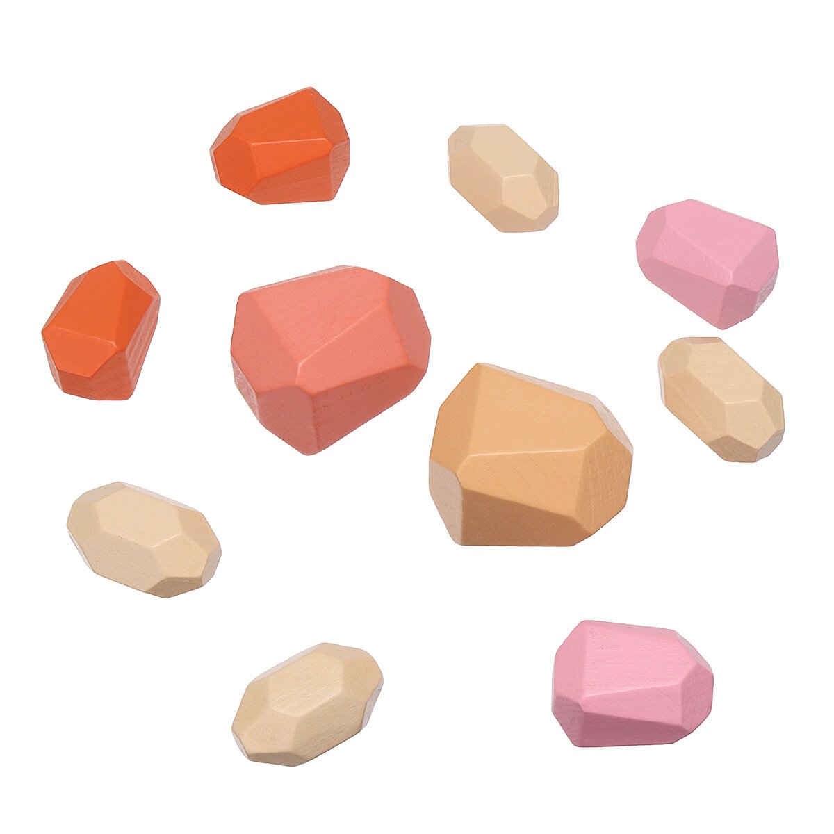 10 Pcs Children Wood Colorful Stone Stacking Game Building Block Education Set Toy