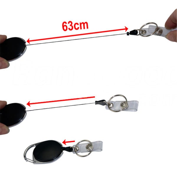 Retractable Reel Keyring Clip Carabiner Recoil Key Ring Chain ID Card Holder