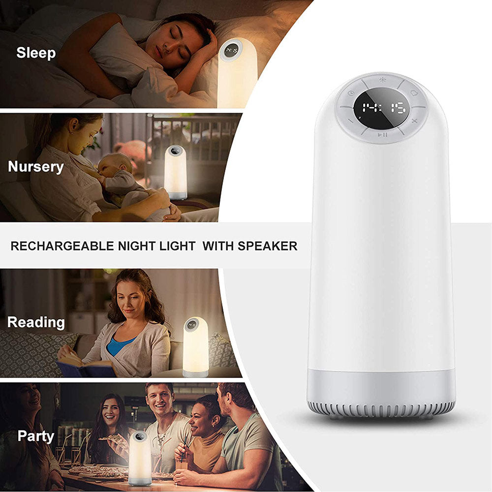 Wireless bluetooth 5.0 Speaker TWS Interconnection Audio Alarm Clock with FM Function Three Gears Lighting Adjustable 360 Surround Stereo 1500mAh Battey Life