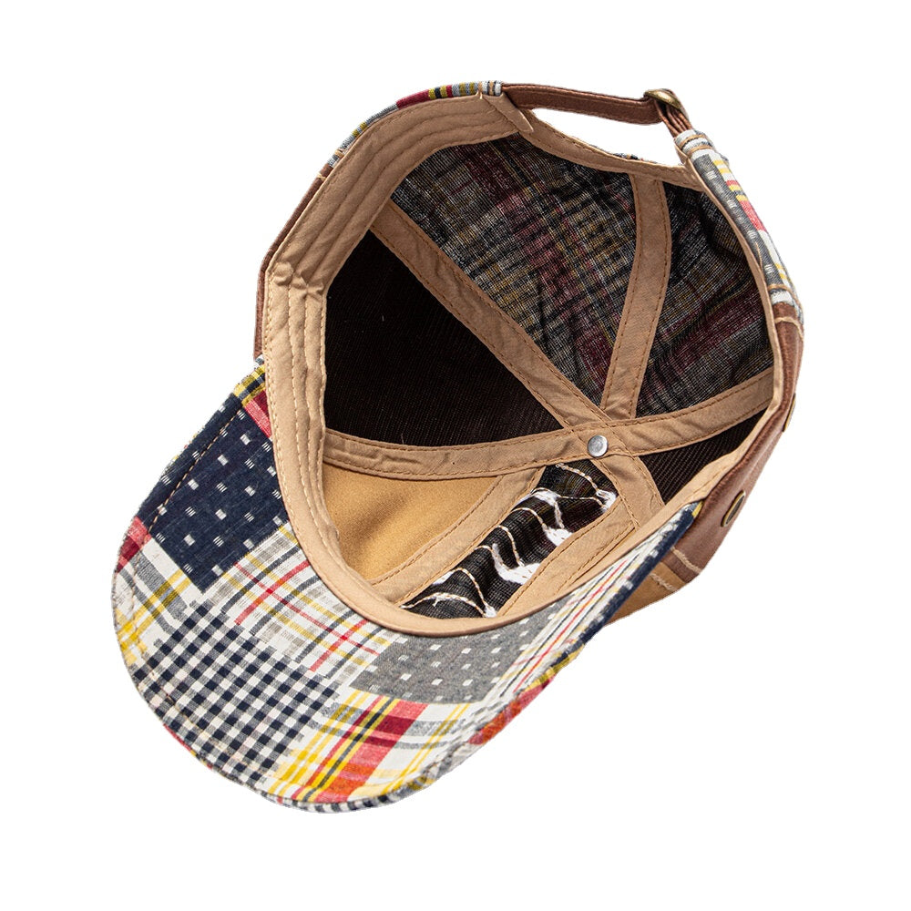 Collrown Unisex Patchwork Lattice Pattern Fashion Young Sunshade Baseball Hat