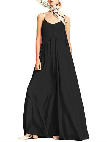 Womens Casual  Sleeveless Solid Summer Long Maxi Dress