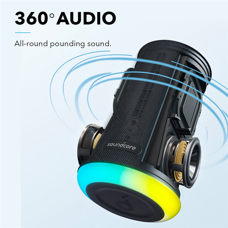 bluetooth Speaker A3165 20W Wireless Speaker 360 Stereo Surround Sound IPX7 Waterproof PartyCast EQ Adjustment Subwoofer