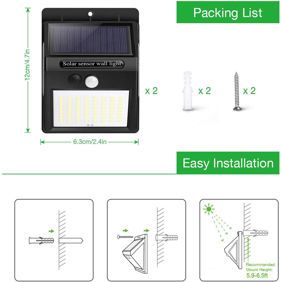 100 LED Solar PIR Motion Sensor Safety Outdoor Garden Wall Light