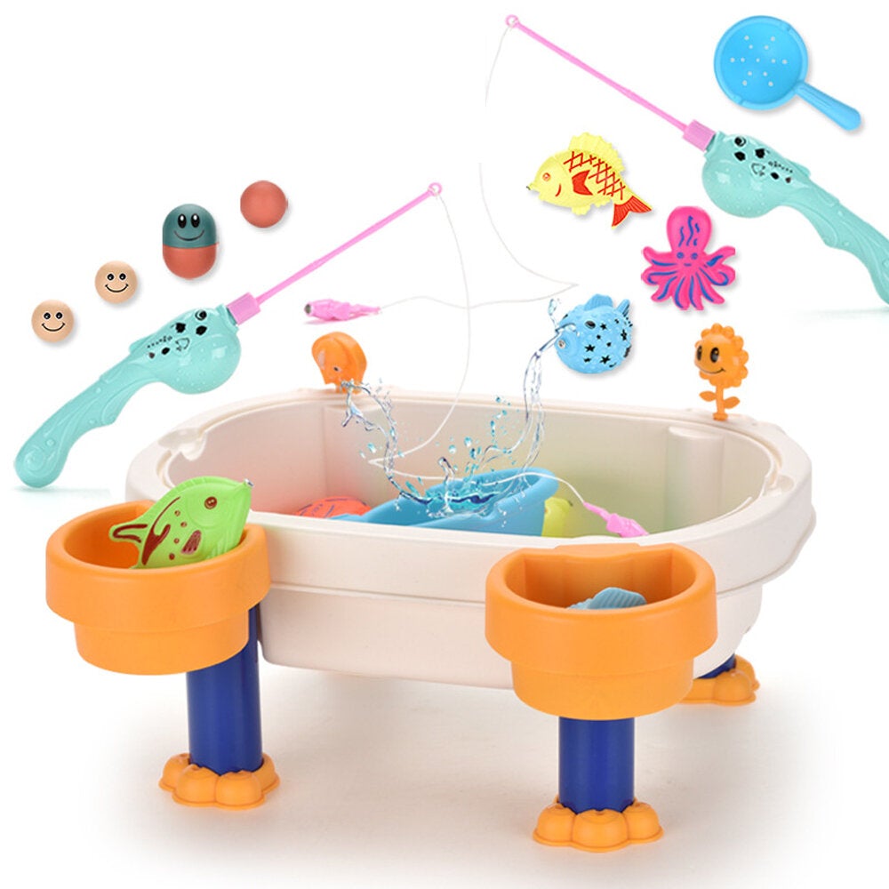 28 Pcs Creative DIY Assemble Fishing Table Summer Beach Magnetic Platform Parent-child Interactive Educational Toy for Kids Gift