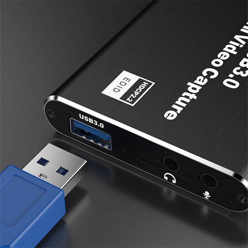 Video Capture Card Adapter With Dual 4K HD Display Port 1 * USB 3.0 1 * 3.5mm AUX Audio Output 1 * 3.5mm Microphone Input