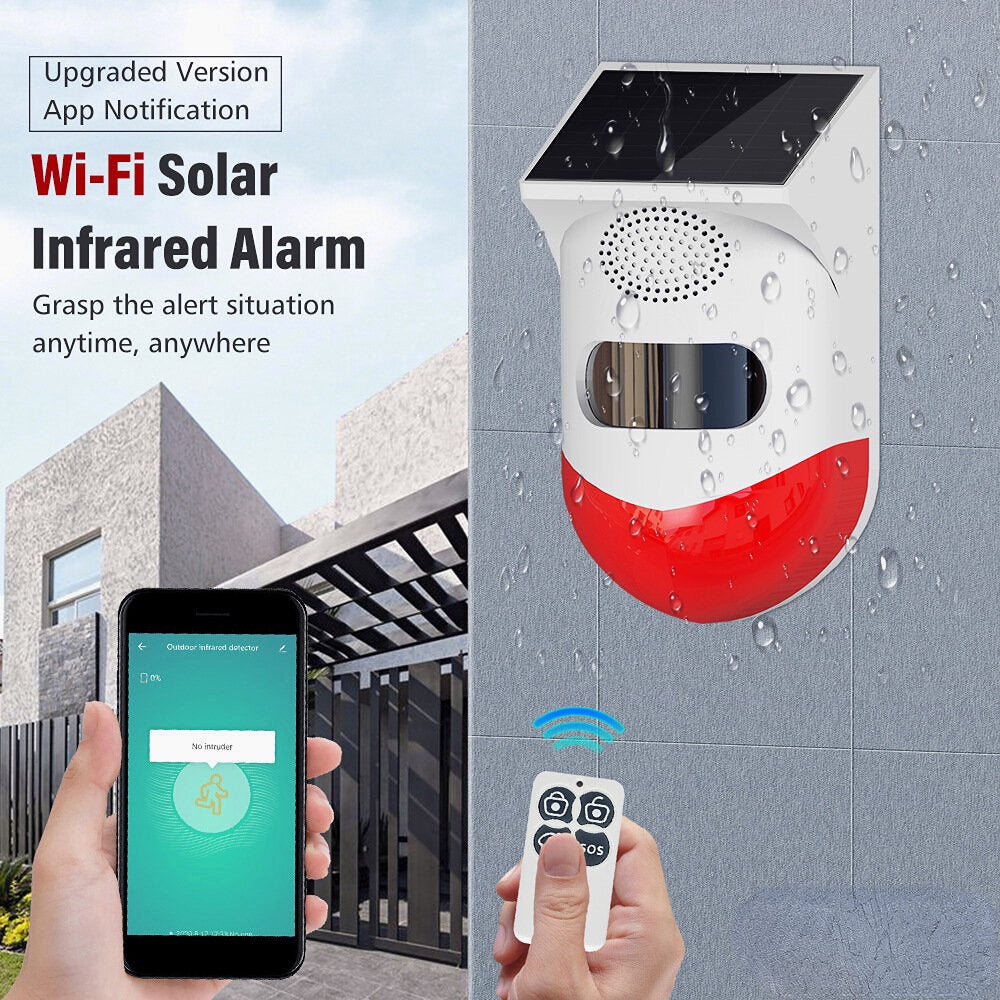 Smart WiFi Outdoor Solar Remote APP Infrared Alarm For Smart Home