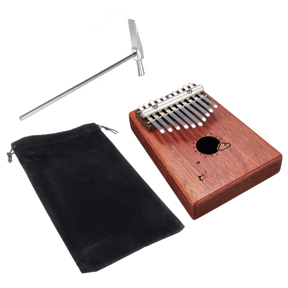 10 Keys Kalimba African Solid Mahogany Wood Thumb Piano Finger Percussion for Gifts