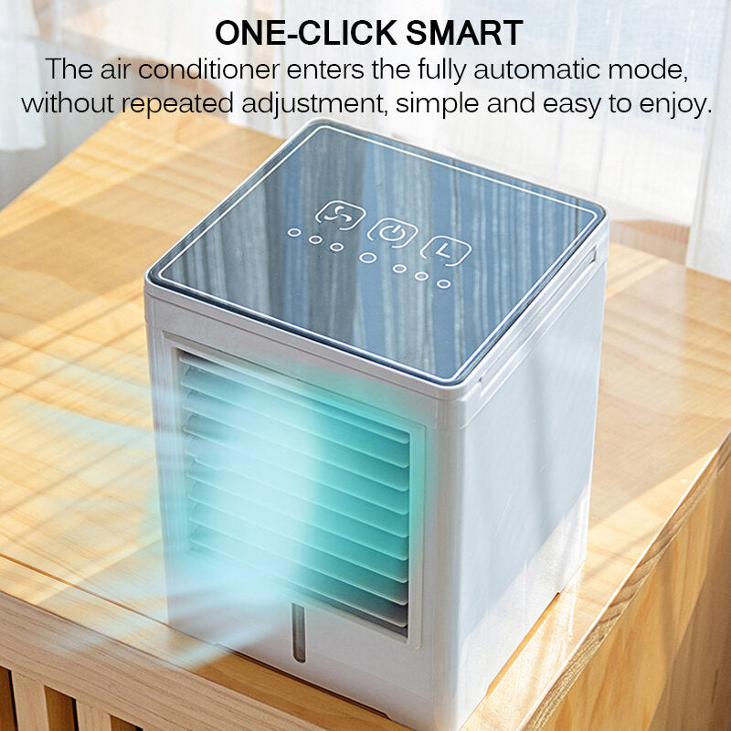 Portable Humidifier Air Conditioner 3 Wind Speeds Touch Timing Control USB Air Cooler Table Mini Fan for Office Home Car