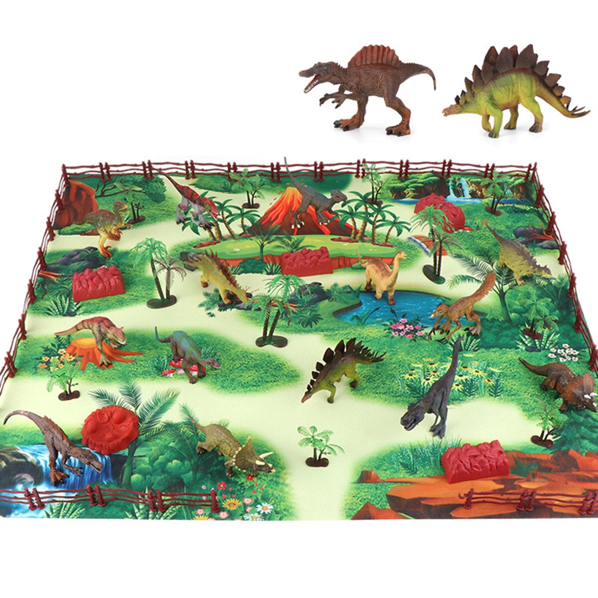 28/33/34/63/65Pcs Multi-style Diecast Dinosaurs Model Play Set Educational Toy with Play Mat for Kids Christmas Birthday Party Gift