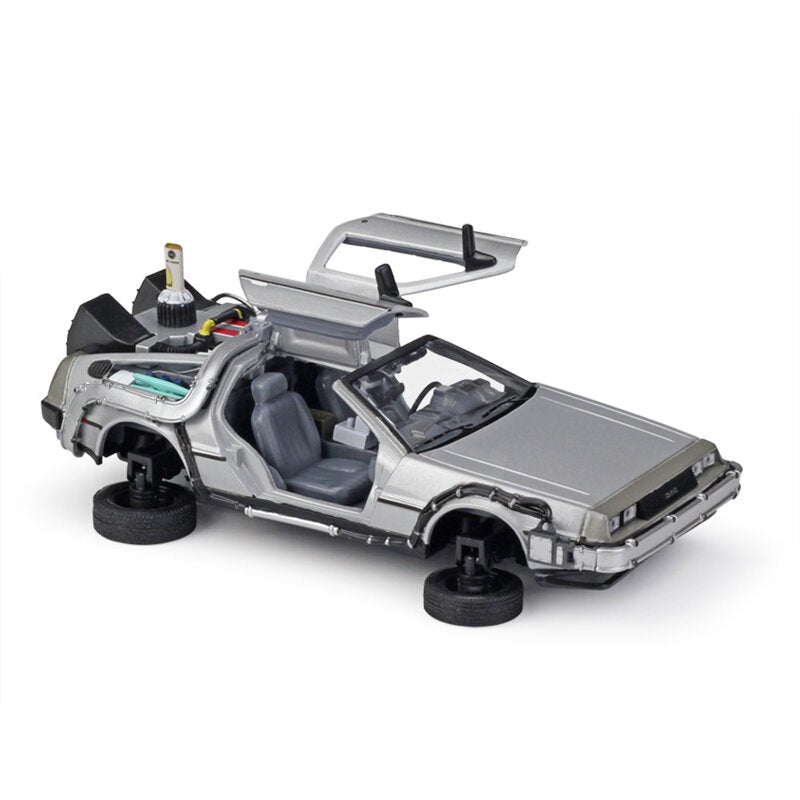 Diecast Alloy Model Car Door Openable Delorean Back to the Future Time Machines Metal Toy Car for Kid Gift Collection