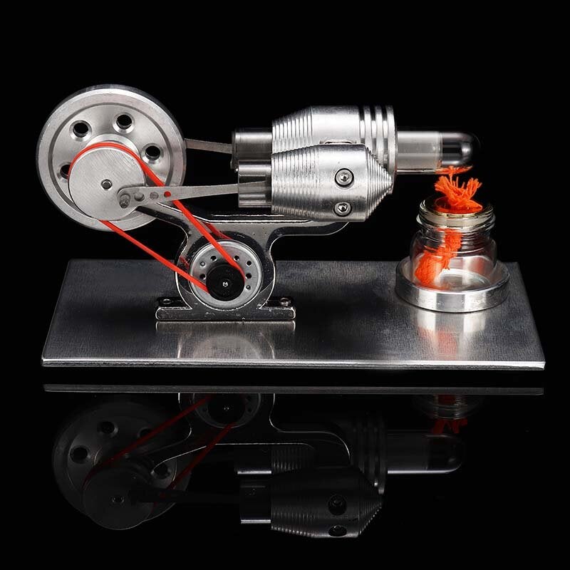 Stainless Mini Hot Air Stirling Engine Motor Model Educational Toy Kit