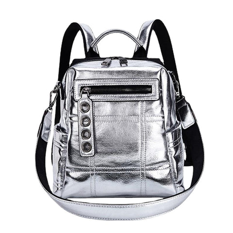 Women Shoulder bag Multifunction Backpacks For Teenage Girls Schoolbag Female Rucksack Travel Bag Silver
