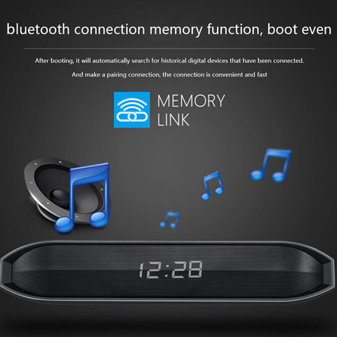Wireless bluetooth Speaker Portable Dual Drivers Stereo Bass Speaker LED Display Clock Desktop Speaker with HD Mic