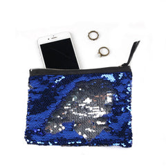 Ladies Double Sequin Clutches Bag Makeup Storage Pack Zipper Square Coin Purses