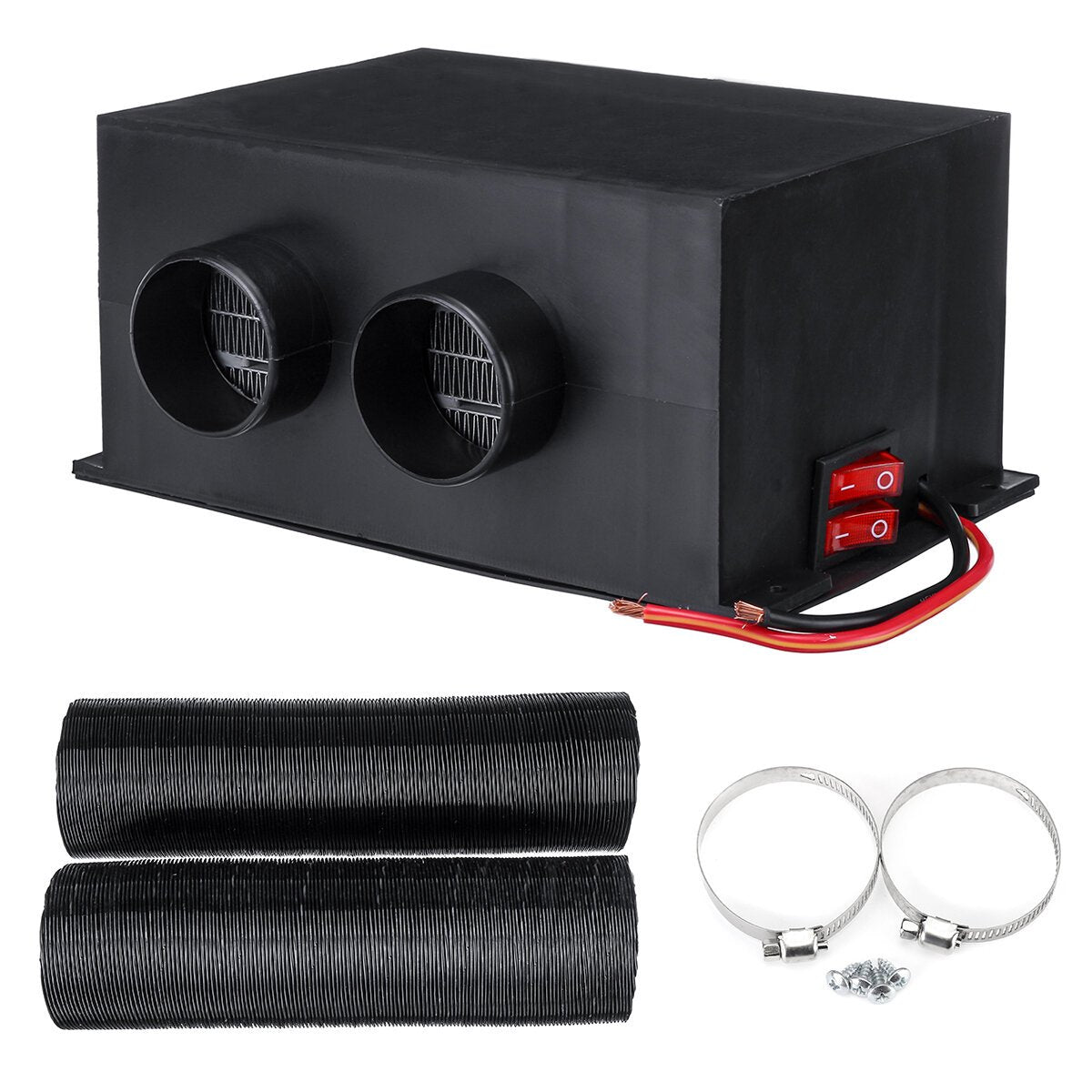 12V/24V 650W 2-Hole Car Electric Heater Warm Air Heater Dual Switch Constant Temperature